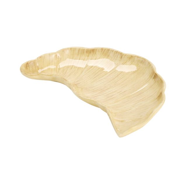 Vide-poche forme croissant en c&eacute;ramique marron 15,5x22,5cm