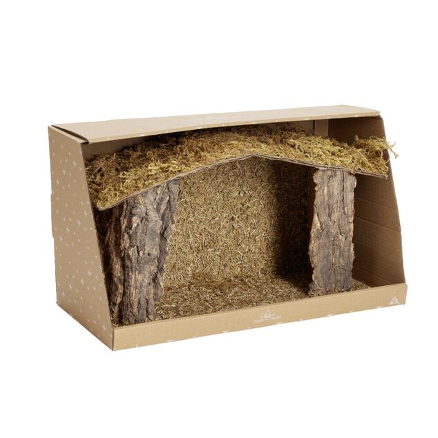 Crèche de Noël en bois et mousse 37x18xH22cm