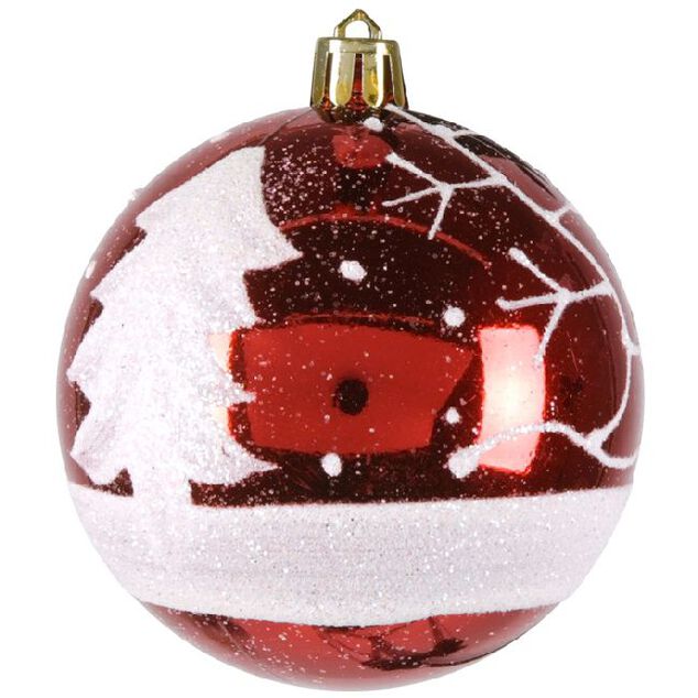 Boule de No&euml;l rouge blanche x4
