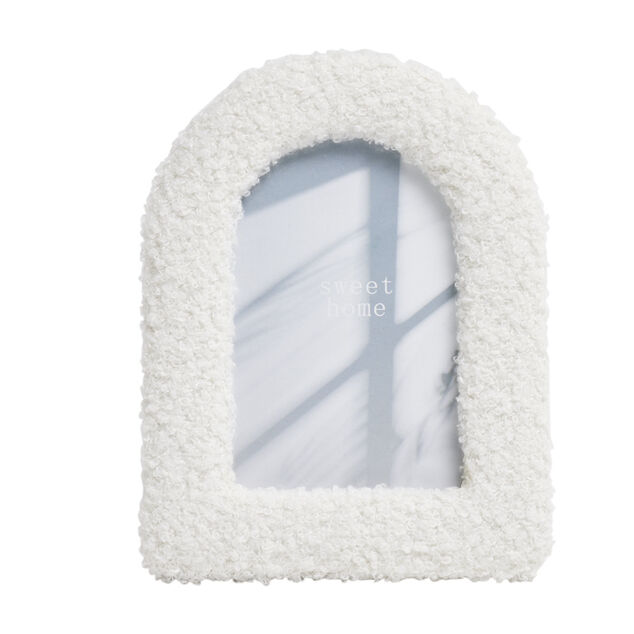 Cadre photo  tissu bouclette blanc 16x21cm pour photo 10x15cm