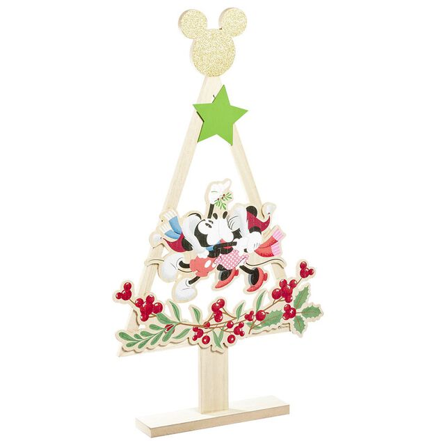 Sapin &agrave; poser en bois Mickey et Minnie H68,5cm