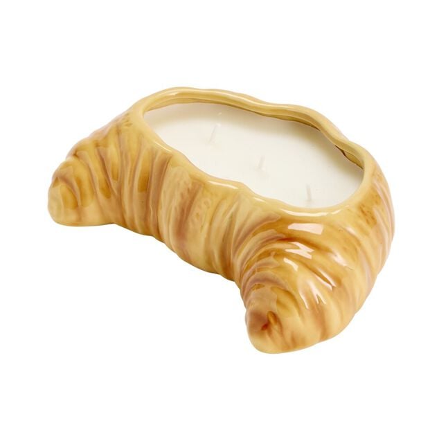 Bougie pot forme croissant c&eacute;ramique 16x10xH5cm