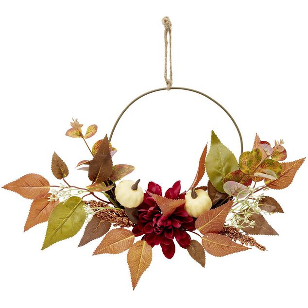 Couronne d'automne fleurs et feuilles artificielles &Oslash;30cm