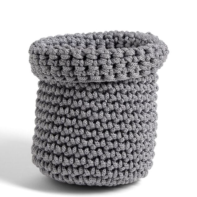 Pani&egrave;re ronde boucle effet tress&eacute; gris 13x11xH11cm
