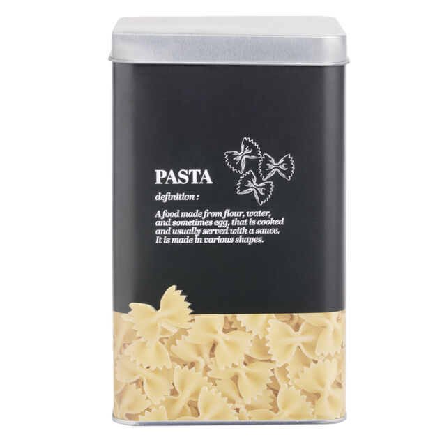 Boîte à pâtes en métal noir et gris design pasta - 10,7x10,7xH.17,5cm