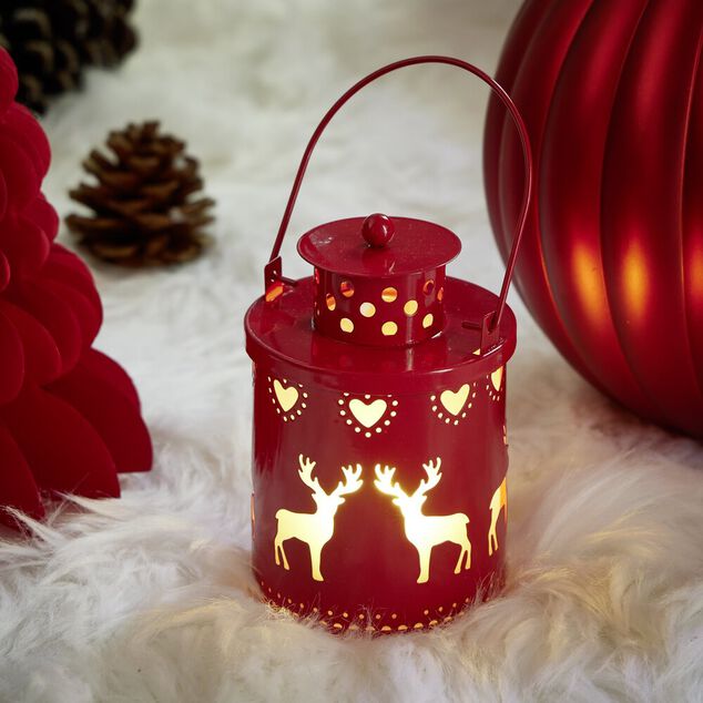 Lanterne de No&euml;l lumineuse plastique &Oslash;8xH15cm (2 mod&egrave;les)