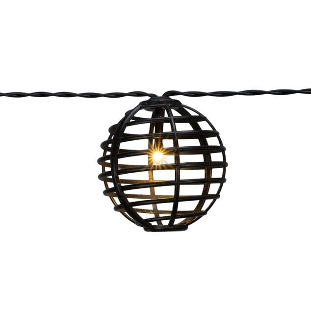 Guirlande lumineuse boules effet rotin noir 3,8m