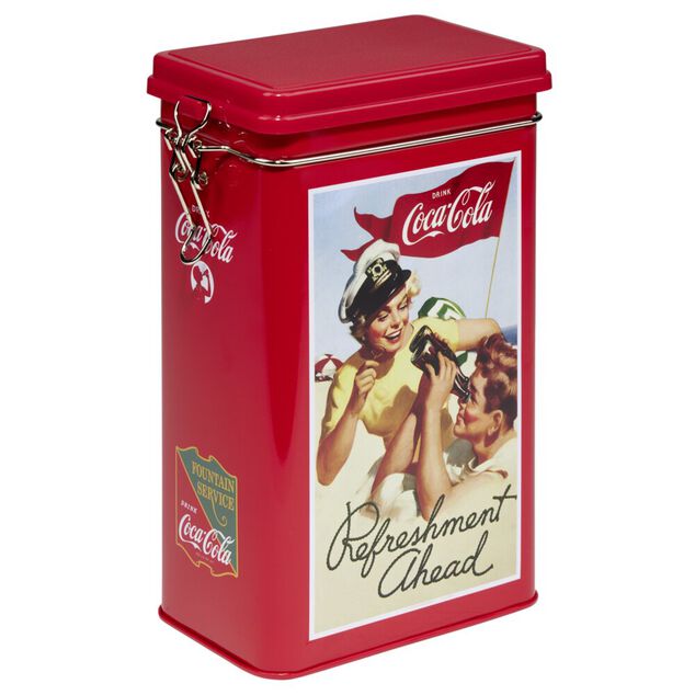 Boîte alimentaire Coca Cola rectangulaire en métal 15x8,6xH21cm