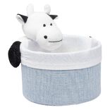 Pani&egrave;re ronde avec peluche animal &Oslash;15 x H.14 cm