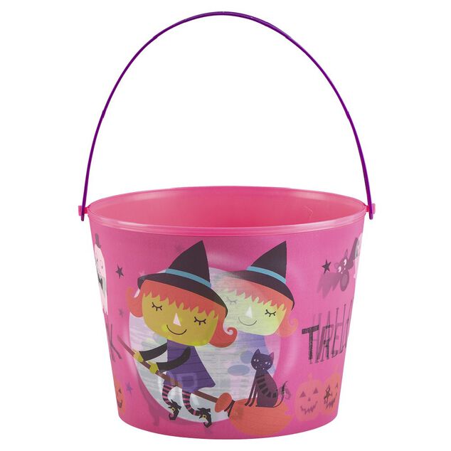 Seau &agrave; bonbons Halloween avec effet d'optique rose