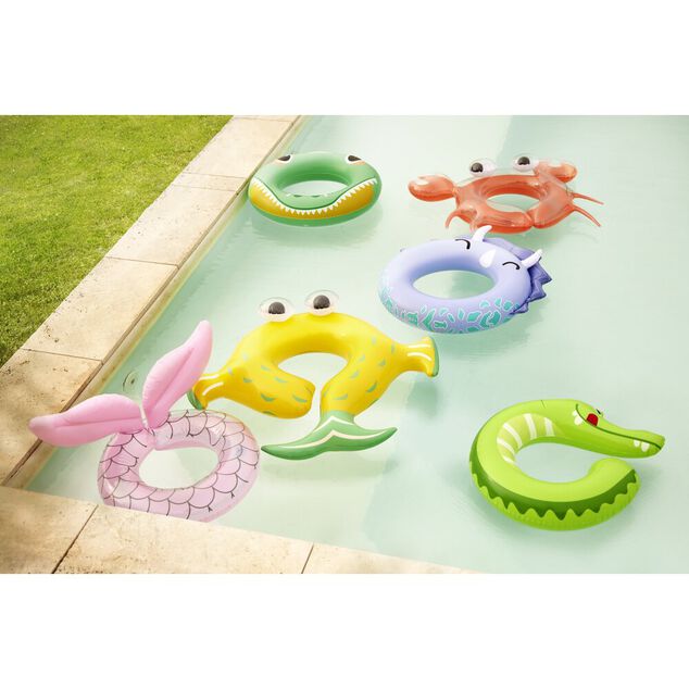 Bou&eacute;e ronde en plastique ouverte design queue de sir&egrave;ne rose 48x55cm