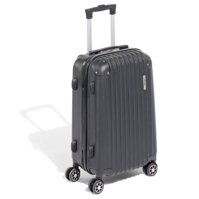 Valise cabine trolley &agrave; roulettes rigide noire 34x23xH55cm