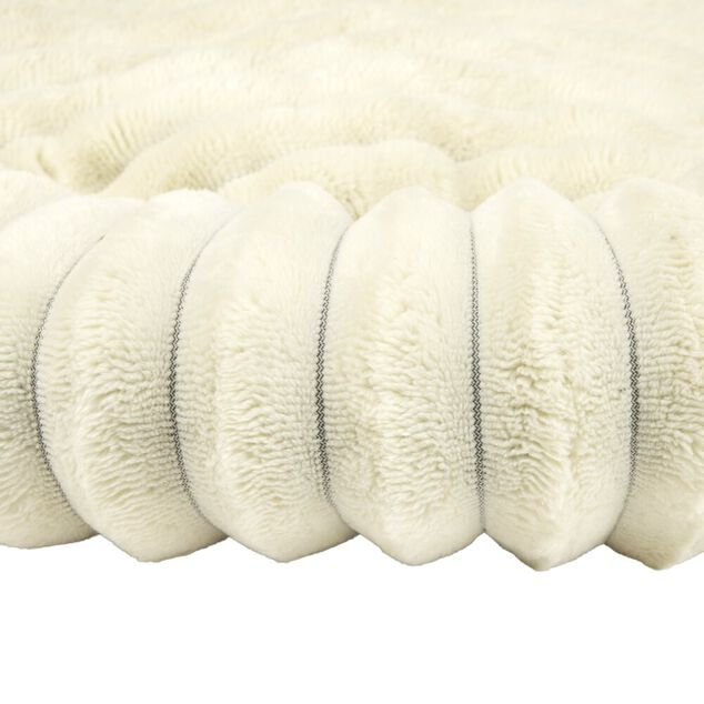 Couchage rond pour animal polyester c&ocirc;tel&eacute; &Oslash;70 cm (2 mod&egrave;les vert ou blanc)