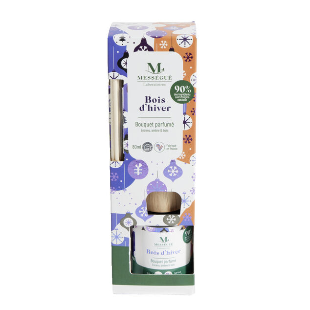 Diffuseur &agrave; b&acirc;tonnets 80ml Mess&eacute;gu&eacute; bouquet parfum&eacute; bois d'hiver