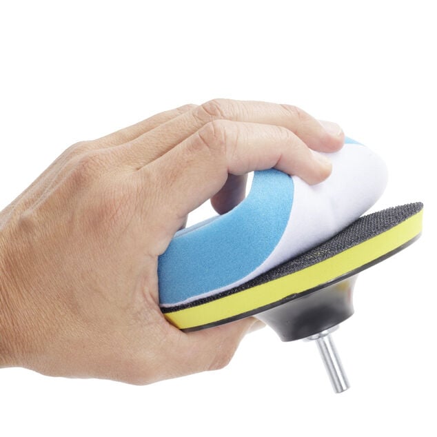 Kit &eacute;ponge et disque de polissage x5 adaptable visseuse &Oslash;12,5cm