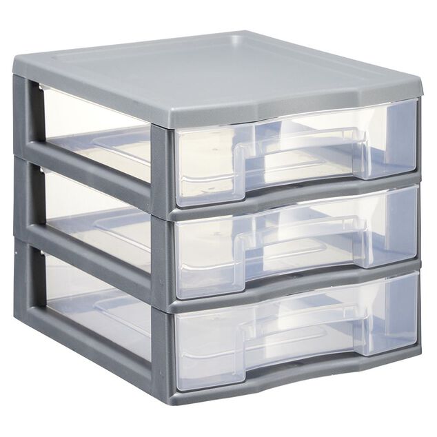 Tour de rangement 3 tiroirs format A6 gris