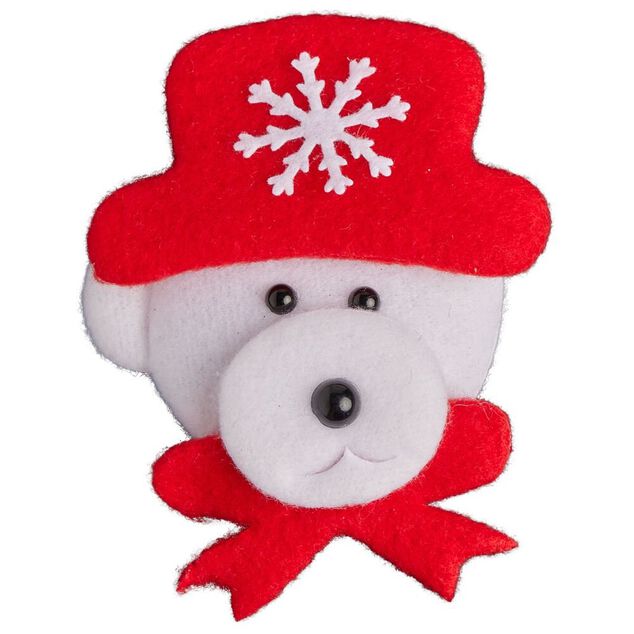 Badge lumineux No&euml;l rouge et blanc (4 mod&egrave;les)