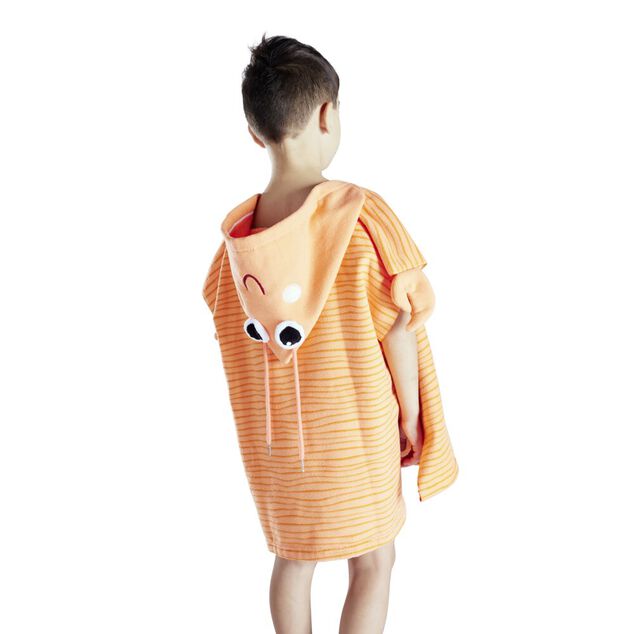 Poncho de bain enfant crevette rayures orange Taille unique 50x76cm