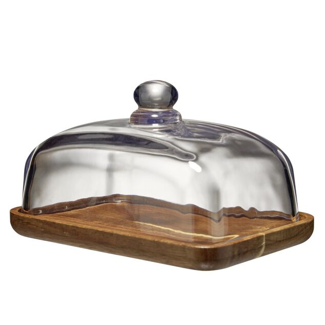 Beurrier en bois et verre 10x17cm