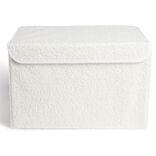 Pani&egrave;re coffre pliable tissu bouclette blanc 38x25xH25cm