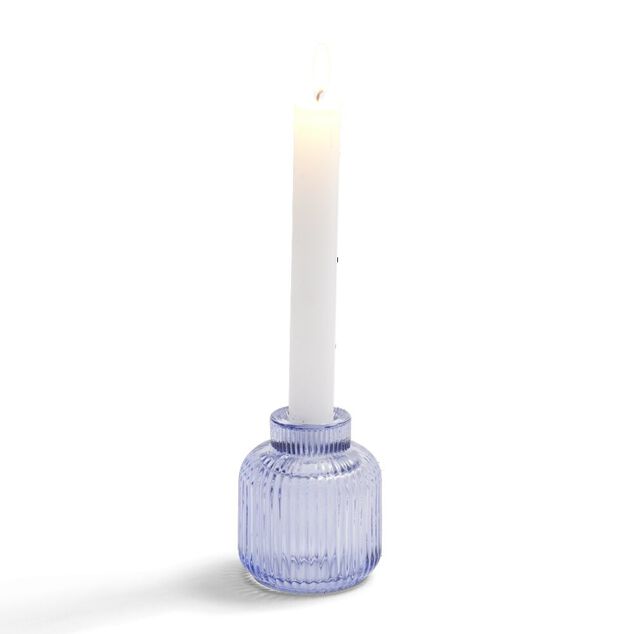 Bougeoir verre double usage bleu &Oslash;7xH8,5cm