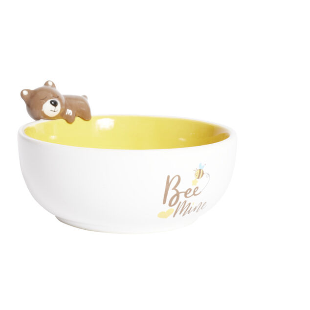 Bol ours dolomite blanc et jaune &Oslash;14,5cm