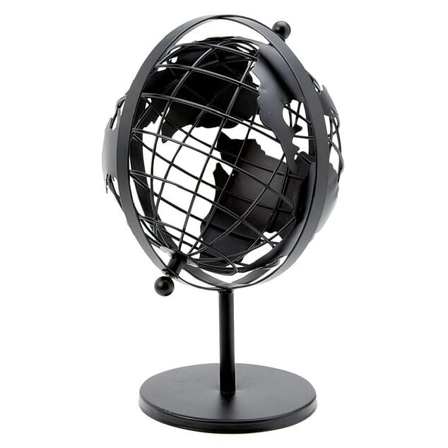 Globe terrestre d&eacute;coration m&eacute;tal noir