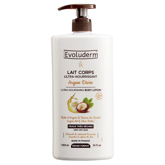 Lait corps ultra nourrissant Evoluderm argan divin 1L