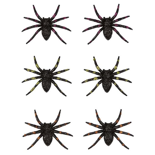 Araign&eacute;e color&eacute;e paillet&eacute;e d&eacute;coration Halloween x6