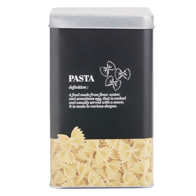 Bo&icirc;te &agrave; p&acirc;tes en m&eacute;tal noir et gris design pasta - 10,7x10,7xH.17,5cm