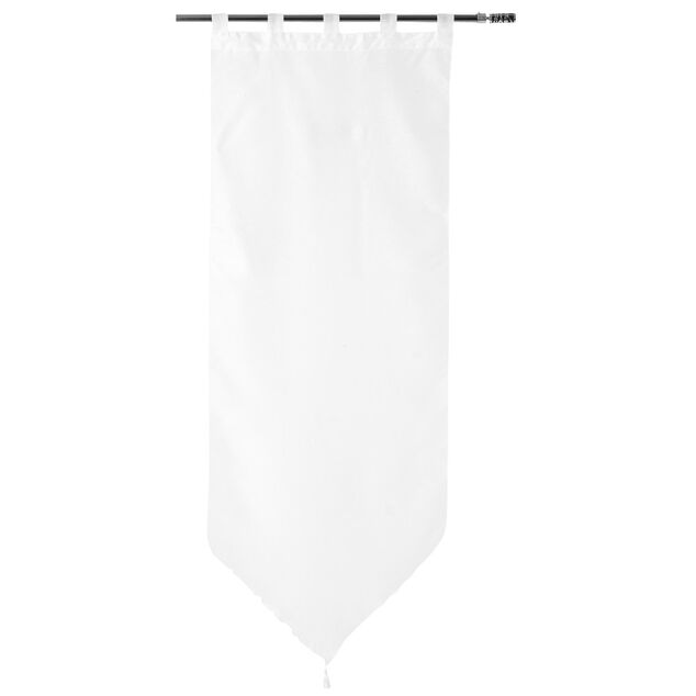 Vitrage passe tringle voile uni blanc pointe pompon 60x160cm x2