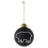 Boule de No&euml;l en verre noir mat ours ou cerf &Oslash;8cm