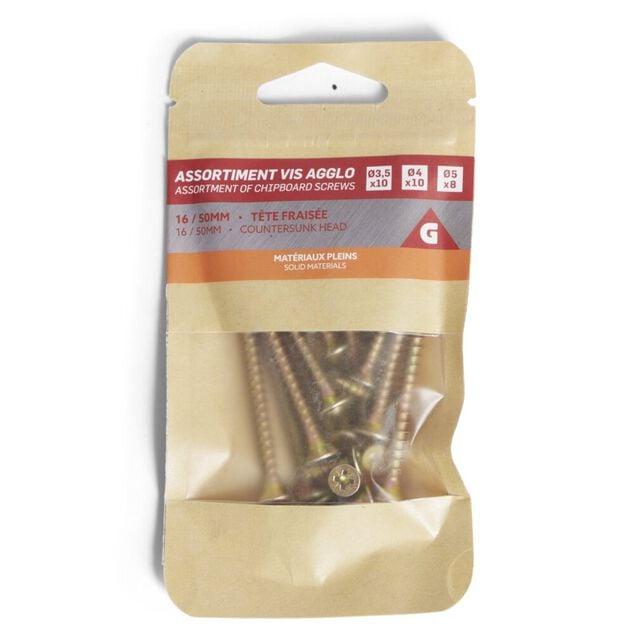 Assortiment de vis agglo à tête fraisée 16/50mm - Matériaux pleins