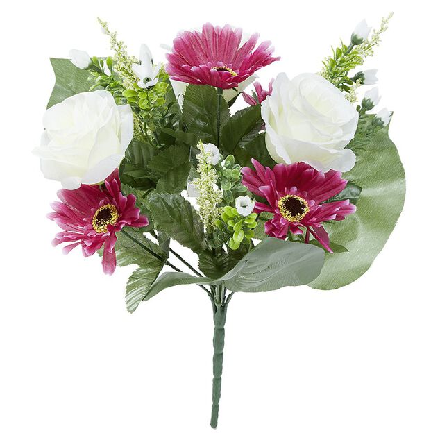 Piquet de rose, gerb&eacute;ra et bruy&egrave;re
