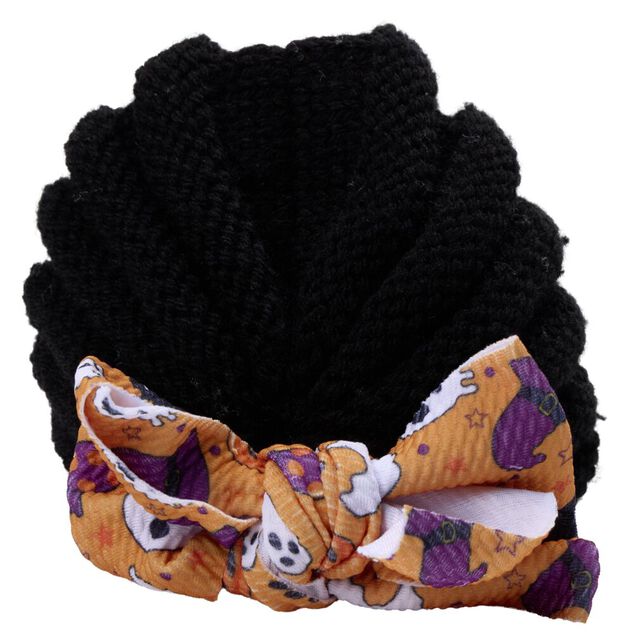 Bonnet b&eacute;b&eacute; Halloween maille avec noeud polyester (2 mod&egrave;les)