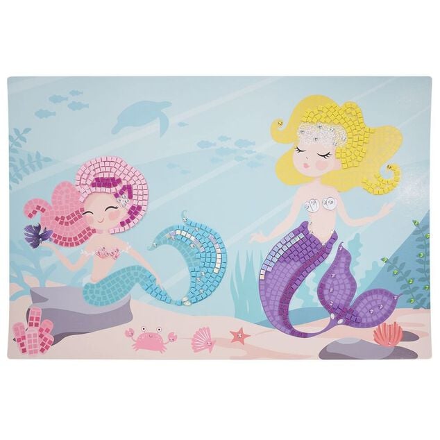 Lot de 4 mosa&iuml;ques g&eacute;antes &agrave; sticker th&egrave;me sir&egrave;ne 40x60cm