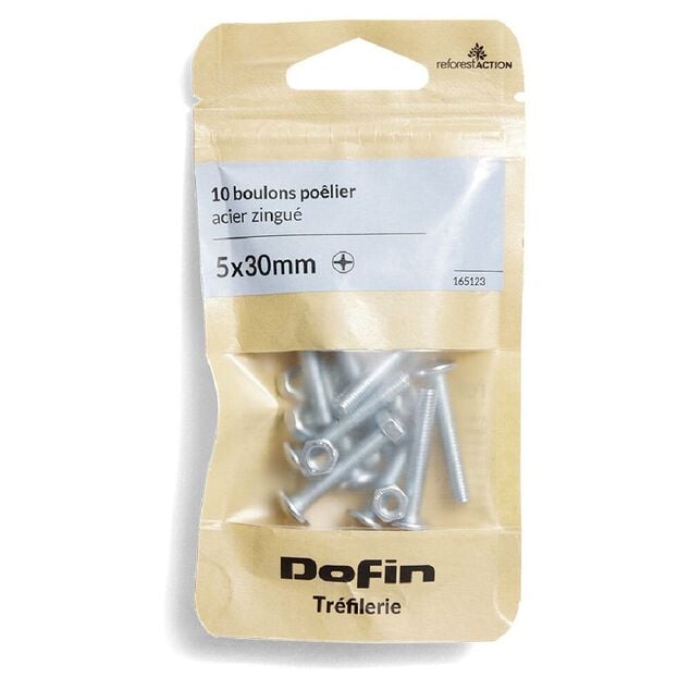 10 boulons po&ecirc;lier cruciforme acier zingu&eacute; - 5x30 mm