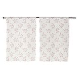 Vitrage blanc &agrave; fleurs 60x90cm x2