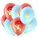 Ballon Pok&eacute;mon x8 de baudruche bleu et rouge H21,5cm