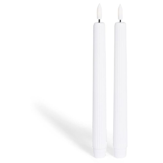 Bougie chandelle LED striée blanche x2
