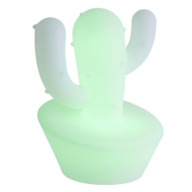 Enceinte lumineuse bluetooth sans fil USB RGB Luminus cactus blanc 15W &Oslash;23xH31cm