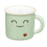 Bougie parfumée forme tasse céramique kawaii vert pastel