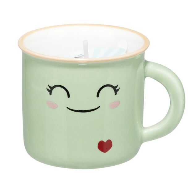 Bougie parfumée forme tasse céramique kawaii vert pastel