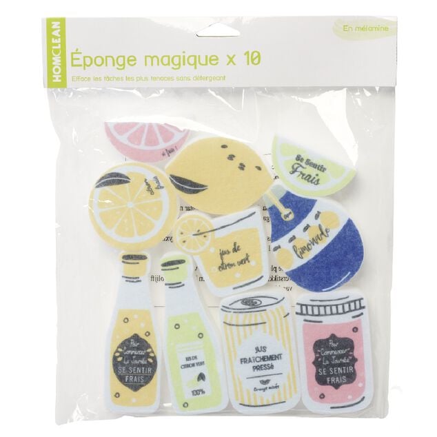 &Eacute;ponge magique Homclean design citron x10