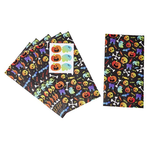Sac &agrave; bonbons Halloween x6 avec sticker