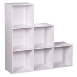 Structure Box Cube 6 cases escalier 103,2x30x103,2cm bois blanc