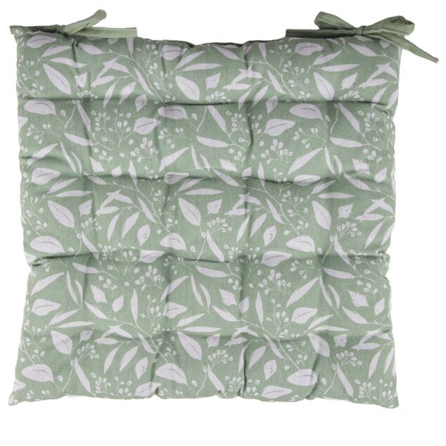 Galette de chaise carr&eacute;e motif liberty vert 40x40cm