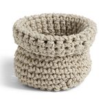 Pani&egrave;re rangement salle de bain ronde effet bouclette marron &Oslash;10xH13cm