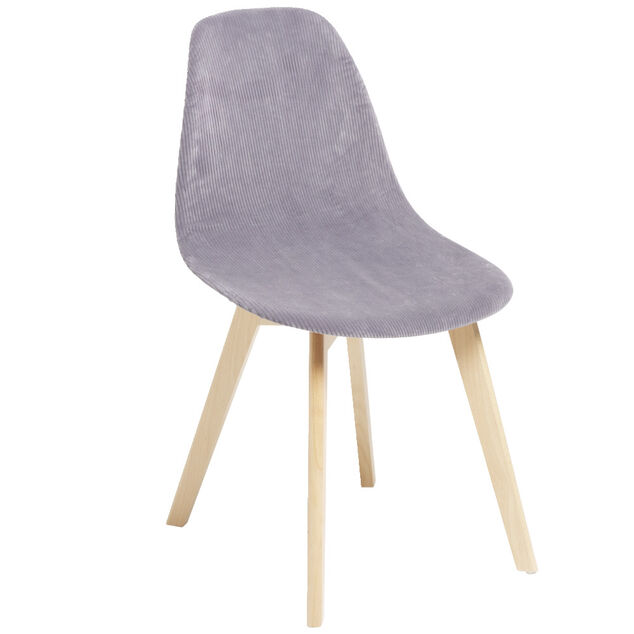 Housse de chaise velours c&ocirc;tel&eacute; L45xP40xH45cm - 2 mod&egrave;les gris ou blanc