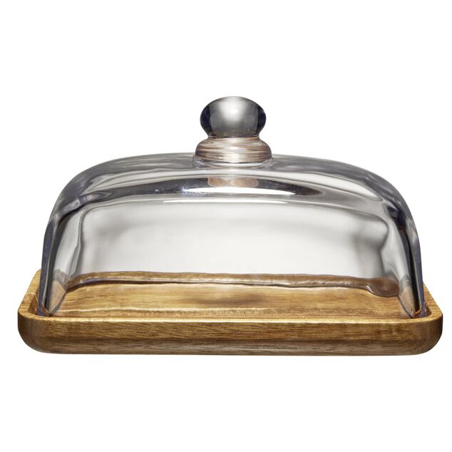 Beurrier en bois et verre 10x17cm